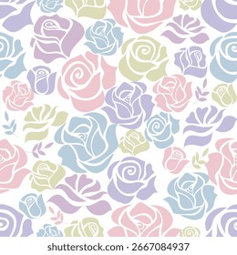 Patrón floral rosa pastel sin costuras con suaves tonos rosa, azul y lavanda. Perfecto para la tela, el Fondo de pantalla, la papelería, y proyectos decorativos románticos.