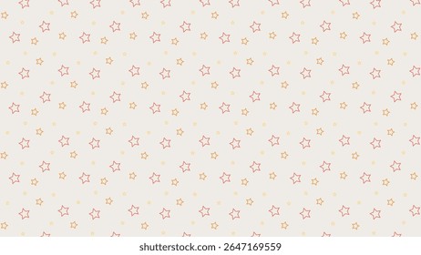 Seamless pastel star outline pattern with beige background. Perfect for kids wallpaper, nursery decor, fabric prints, wrapping paper, baby shower themes, and cute celestial vector backgrounds.