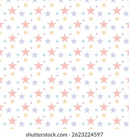 Seamless pastel star pattern featuring multicolored stars 