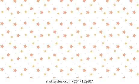 Seamless pastel star pattern with peach and yellow tones. Ideal for baby shower invitations, nursery prints, kids fabric, wrapping paper, and cute celestial-themed design projects.