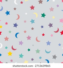 Estrelas Pastel Sem Costura E Luas Padrão Plano De Fundo