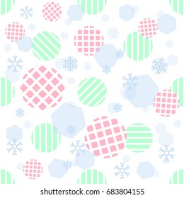 seamless pastel stripe dot  with geometric and snowflake pattern on white background