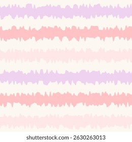 Nahtloses Pastellstreifen-Muster in rosa und violetten Tönen. Weiche handgezeichnete Linien, perfekt für Babyprodukte, Textilien, Verpackungen und niedliche Hintergründe.