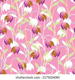 seamless pastel tulip flowers pattern on pink background , greeting card or fabric