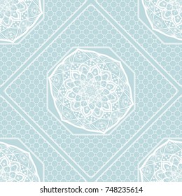 seamless pastel vintage background with geometric lace, mandala. vector