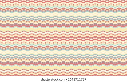Seamless pastel wave pattern.  Perfect for backgrounds, textiles, and website designs.  Soft, calming colors evoke feelings of serenity and happiness.