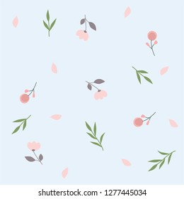 Seamless pastel-toned vector pattern for fabric with flowers and plants, envelope, paper, gift-wrap, invitation letter background