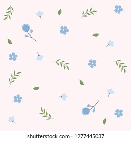 Seamless pastel-toned vector pattern for fabric with flowers and plants, envelope, paper, gift-wrap, invitation letter background