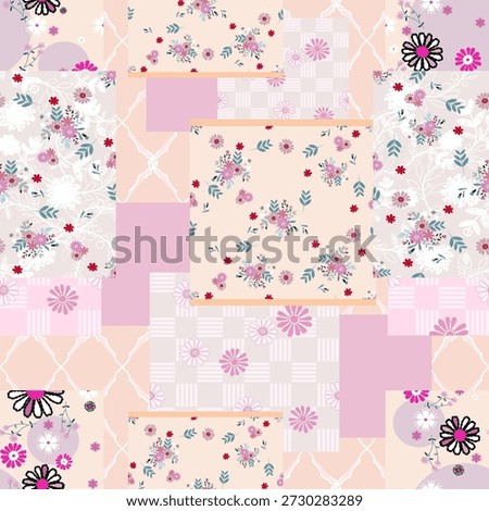 Seamless patchwork background with flowers. Floral design. Decorative ornamental vector pattern ,floral geometric ornaments. Decorative vector pattern duvet cover pattern in a wide variety of motifs,