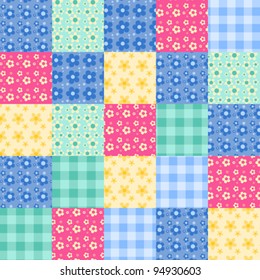Seamless patchwork bright pattern. Vector background.