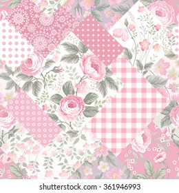 seamless patchwork floral pattern with roses