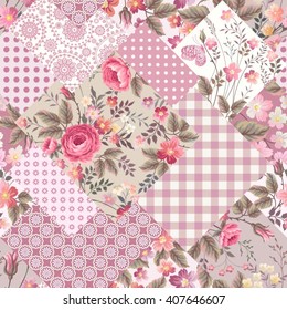 seamless patchwork floral pattern with roses