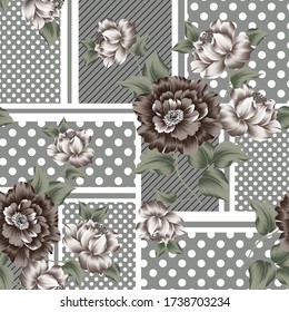 seamless patchwork flower pattern on background