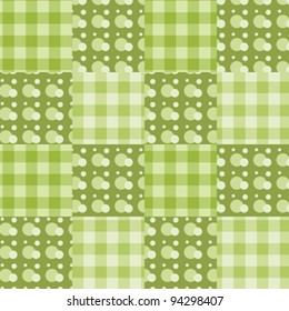 Seamless patchwork green pattern. Vector background.