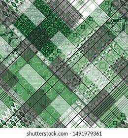 seamless patchwork ikat and paisley  pattern