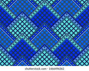 Seamless patchwork with motley square scales. Vector design.