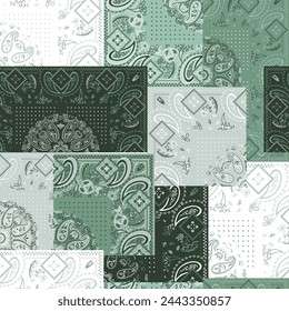 Nahtloses Patchwork Paisley Muster auf weißem Hintergrund