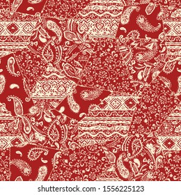 Seamless patchwork pattern of beautiful chintz,