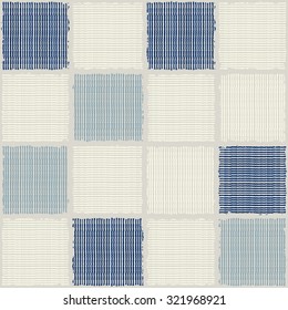 seamless patchwork pattern in blue and beige