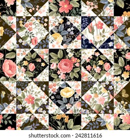 seamless patchwork pattern with flowers