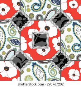 seamless patchwork pattern with  flowers