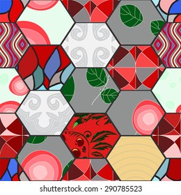 seamless patchwork pattern with  flowers