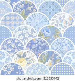 seamless patchwork pattern with flowers 