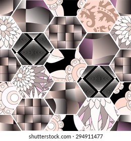 seamless patchwork pattern with  flowers. russia or slavs design