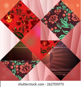 seamless patchwork pattern with flowers - stock vector