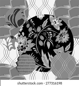 seamless patchwork pattern with flowers - stock vector