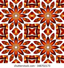 Seamless patchwork pattern frame of trendy colored floral flower tile circles. For wallpaper, surface textures, fabric textile swatch