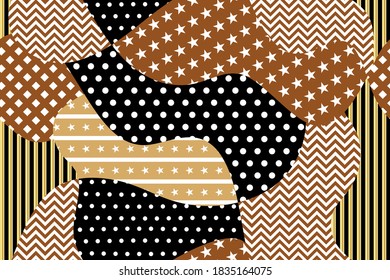 Seamless patchwork pattern with geometric ornaments.Stylish print for fabric and textile.EPS10 Illustration.