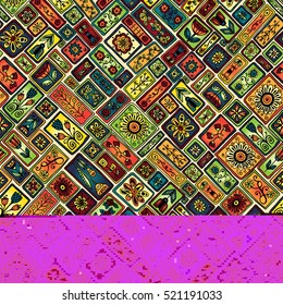 seamless patchwork pattern from moroccan tiles. Ornate zentangle seamless texture, pattern with abstract flowers. Floral pattern can be used for wallpaper, pattern fills, web page background.