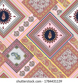 Seamless Patchwork Pattern On Pink 