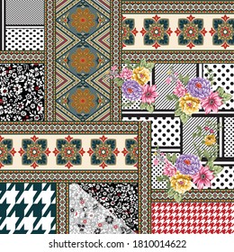 seamless patchwork pattern on white 