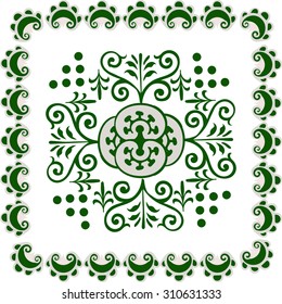 Seamless patchwork pattern oriental ornaments,  decorative rosette from stylized flowers and leaves. Textile print