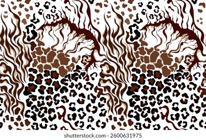Seamless patchwork pattern. Tribal animals collage pattern. Hand draw animals pattern in vector. 