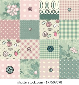 Seamless patchwork in shabby chic style. Seamless pattern.