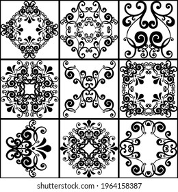 Seamless patchwork tile. Majolica pottery tile. Portuguese and Spain decor. Ceramic tile in talavera style. Vector illustration.  Abstract seamless patchwork pattern with geometric and floral ornament