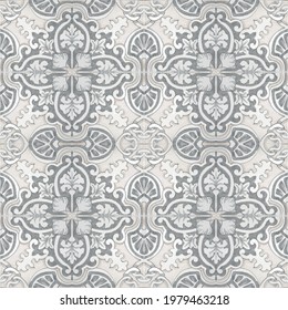 Seamless patchwork tile, Yellow and Blue. Cementine pattern. Italy Portuguese and Spain decor. Bathroom. Ceramic tile Interior Design. Vector illustration. Architecture. Mediterranean.