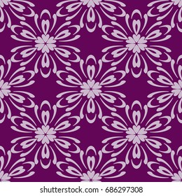 seamless patern of Bright geometric Backgrounds in floral style. For greeting cards, invitations, cover book, fabric, scrapbooks. purple color