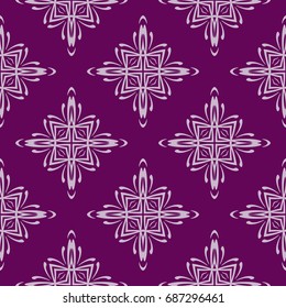 seamless patern of Bright geometric Backgrounds in floral style. For greeting cards, invitations, cover book, fabric, scrapbooks. purple color