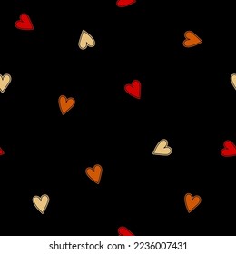 Seamless patern colored hearts on a black background