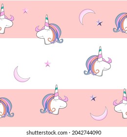 Seamless patern with cute unicorn.Hand drawing unicorn.light background. Vector illustrator.