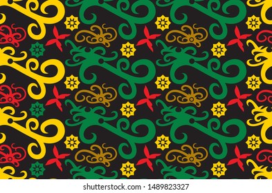 seamless patern of dayak ethnic pattern.traditional Indonesian fabric motif.borneo pattern. vector design inspiration. Creative textile for fashion or cloth