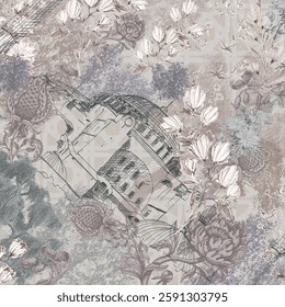 seamless patern flower vintage for textile