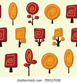 Seamless patern with funny trees