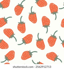 Seamless patern with hand drawn strawberry. Vector illustration.