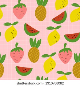Seamless patern of Hand drawn summer fruits