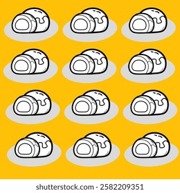 Seamless patern of Kue nastar or pineapple tart. illustration of Kue Lebaran from Indonesian traditional cookies for Eid Mubarak celebration. Nastar, Putri Salju, Kue Sagu and Kastengel.

